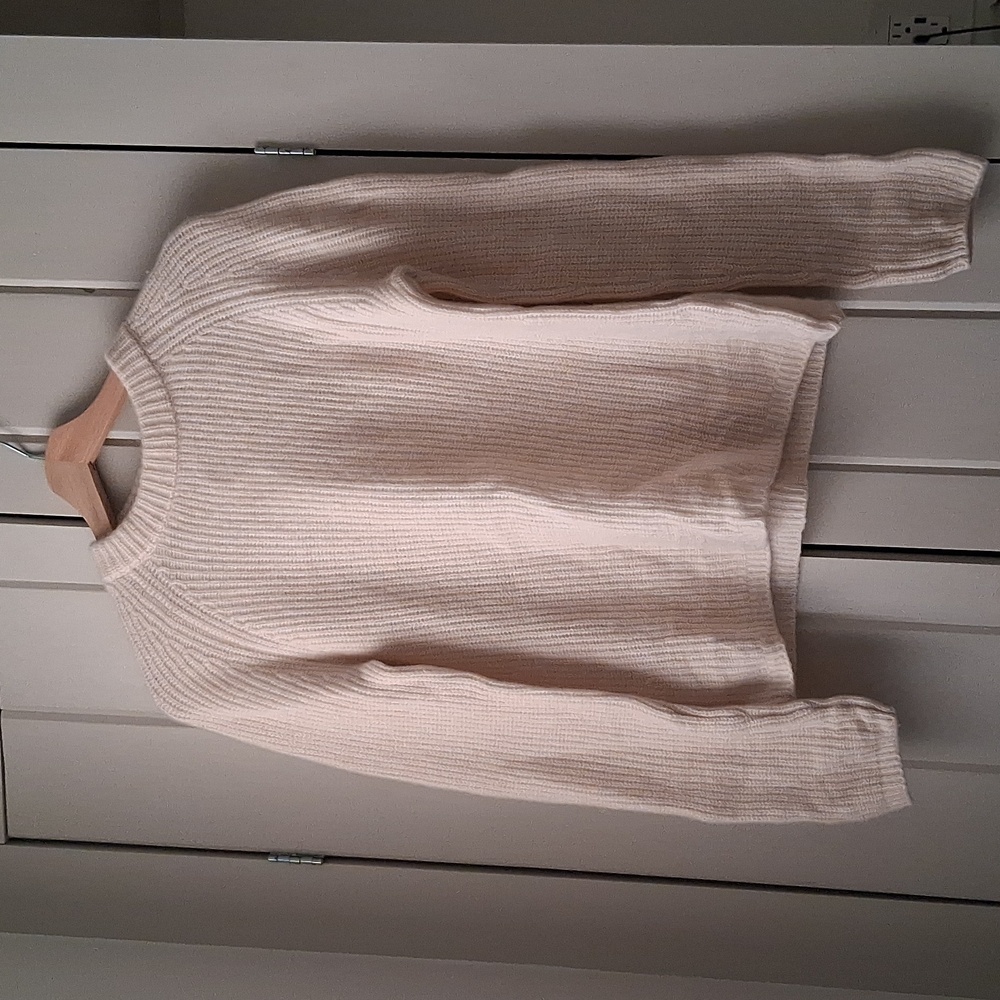 Quince Cream Cashmere Fisherman Sweater Small
